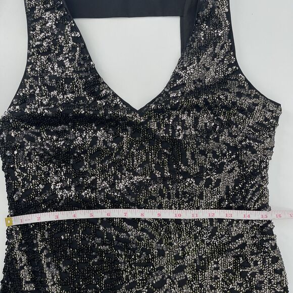 1. State Womens Dress Size Medium Black Sleeveless Sequin Cut Out Bodycon Mini - Picture 10 of 11
